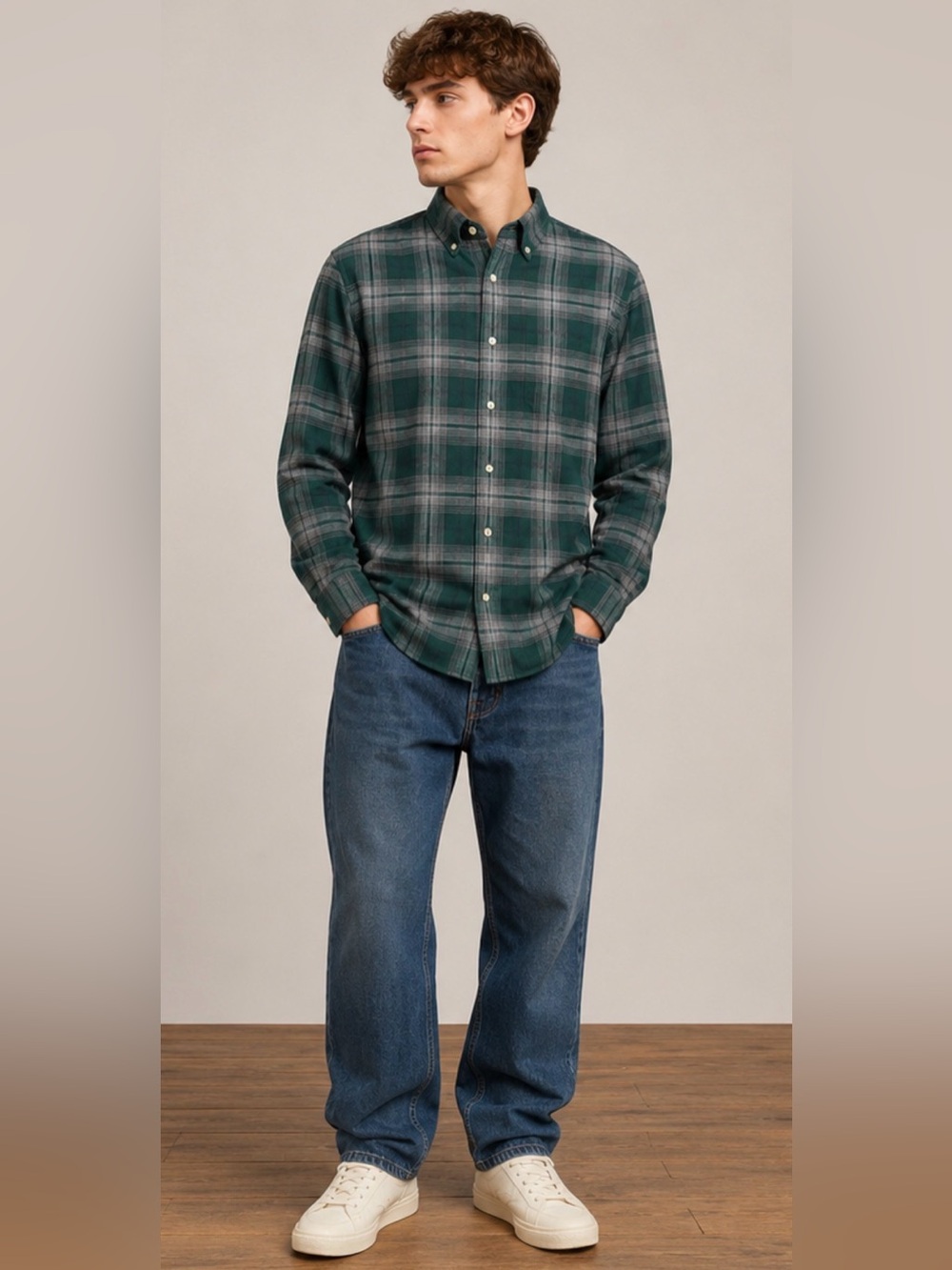 Peter Millar Soft Flannel Plaid Button Down Men’s XL Green Gray Luxury Casual